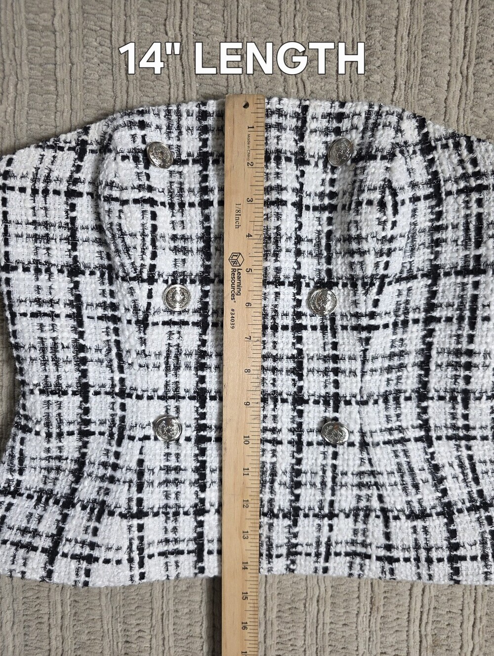 WHBM Tweed Bustier Top | Size 2 | NWOT | Black & White  Structured Corset - Picture 10 of 13